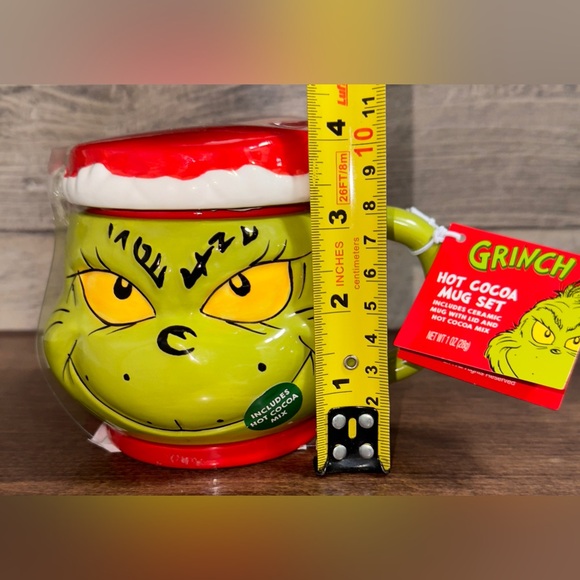 Super Cute The Grinch 3D Face Hot Cocoa Mug Set - NEW - Picture 10 of 12